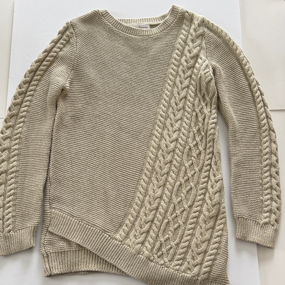 Tommy Bahama Cream Cable Knit Asymmetric Sweater
